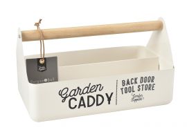 Gartenwerkzeugbox Caddy mit Holzgriff - weissgrau - Burgon & Ball