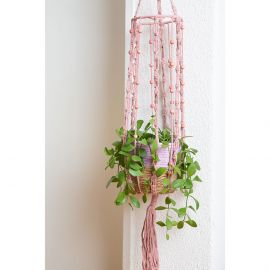 Hängeampel für Blumentopf, rosa - H 100 cm
